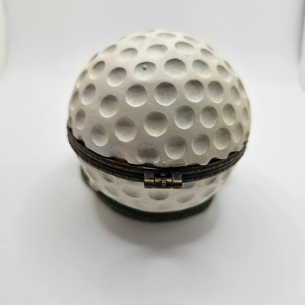 Golf‎ Ball Trinket Box Hinged Keepsake Holder Golfer Gift Decor